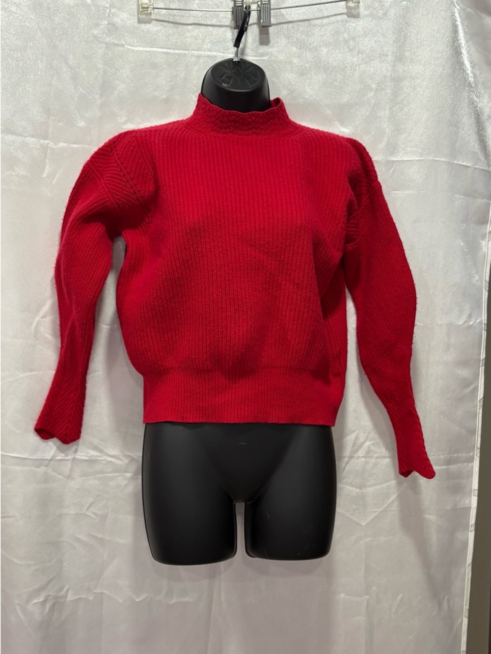 Rebecca Taylor Red Ribbed Mock Neck Sweater
